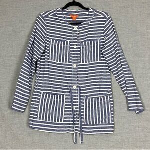 Joe Fresh Linen Blend Shirt Sz XS Long Line Button Up with Drawstring Waist